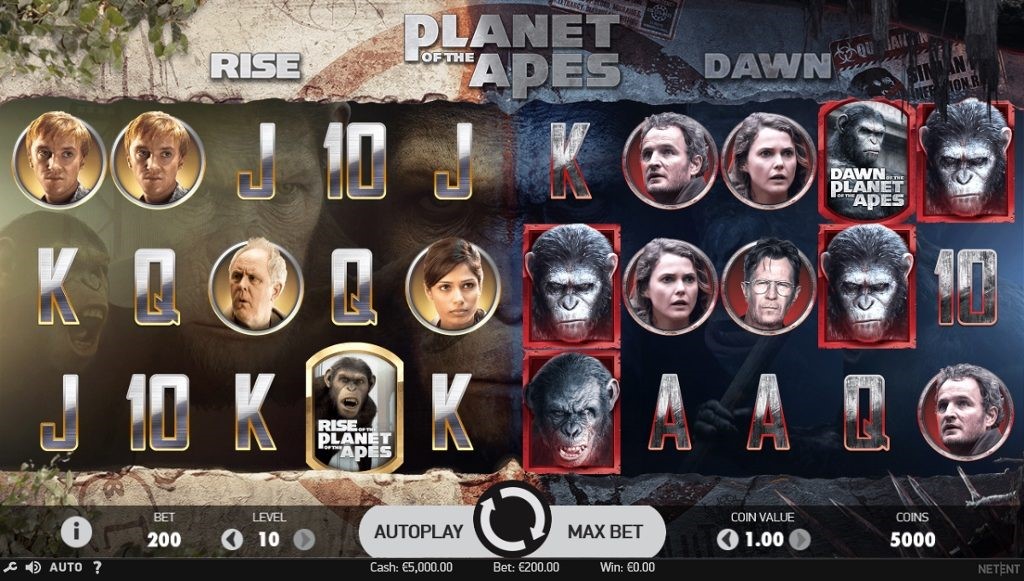 Tragaperras planet of the apes netent